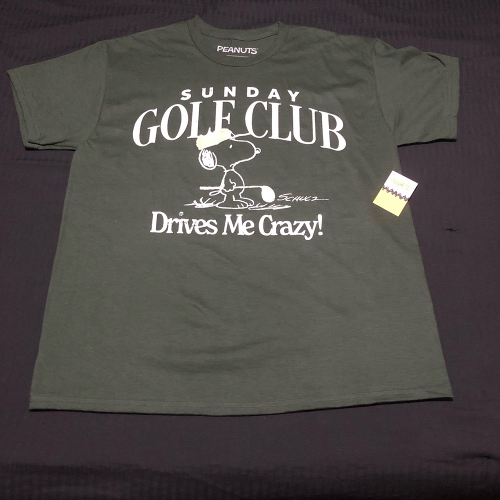 Snoopy Sunday Golf Men's, Size Large, Green Graphic Peanuts Drives Me Crazy